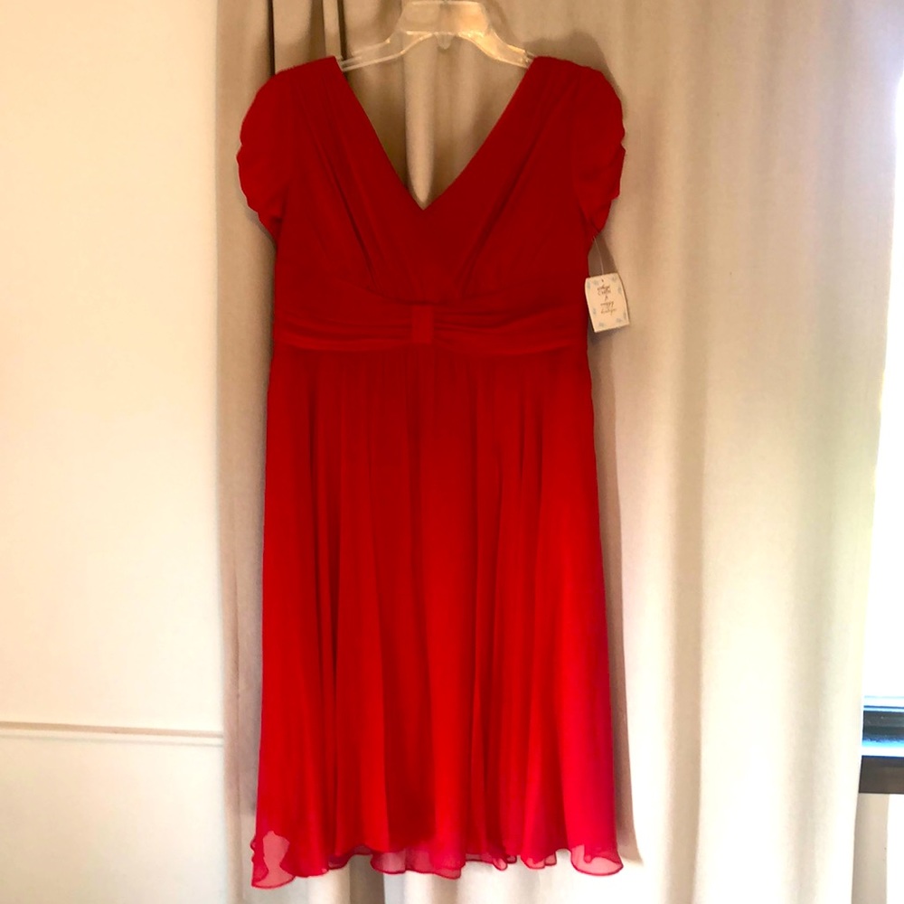 Suzy Chin, size 14, tomato-red color